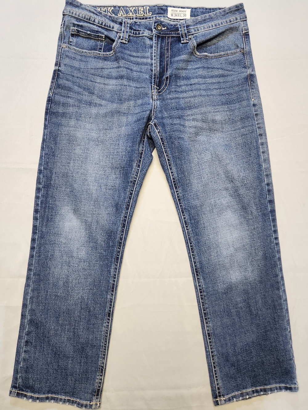 T.K. Axel Men's Slim Boot Cut Stretch Denim Jeans 34x30 Second To None Cowboy